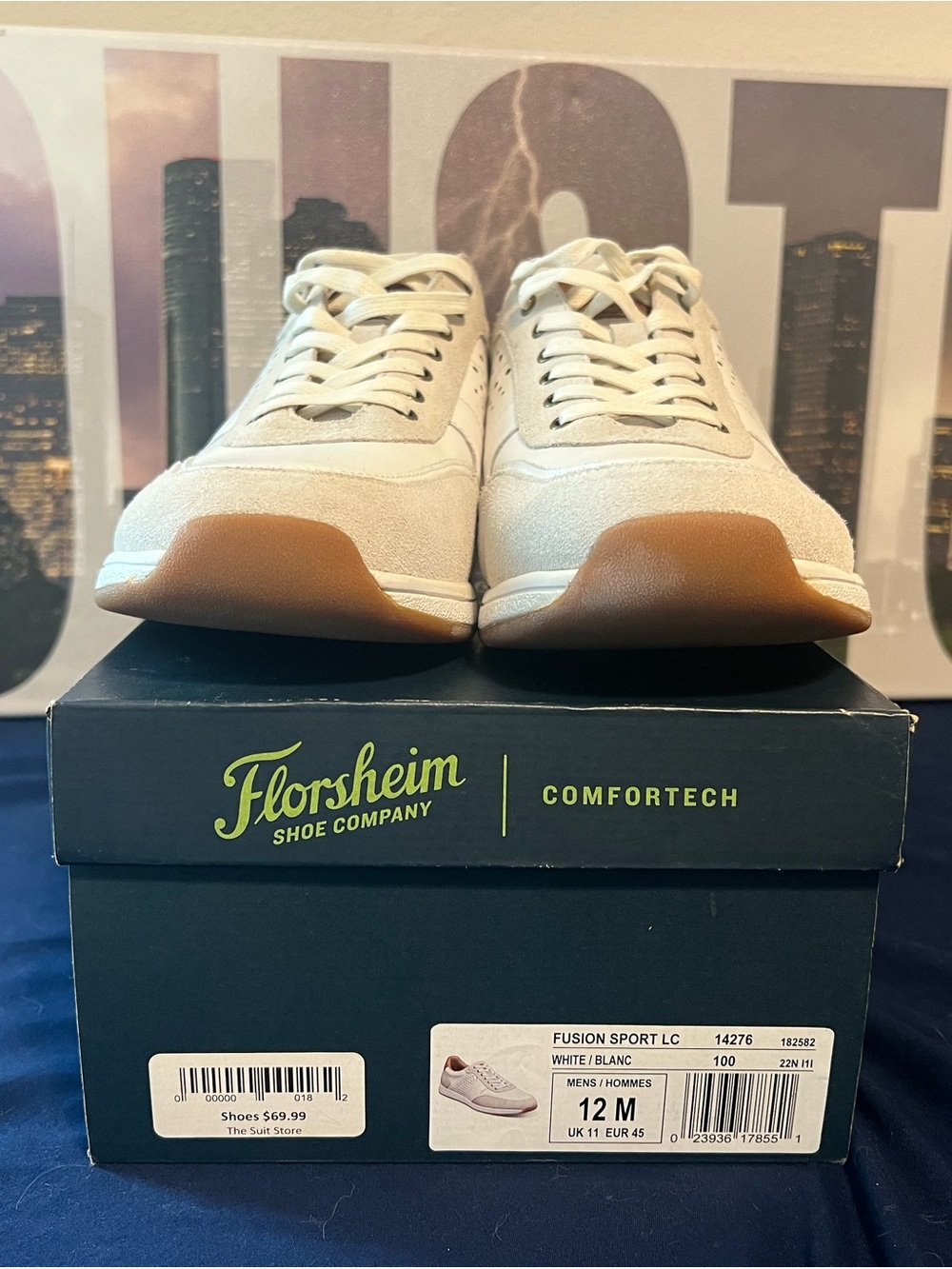 Florsheim Men's White Sneakers with Gum Sole